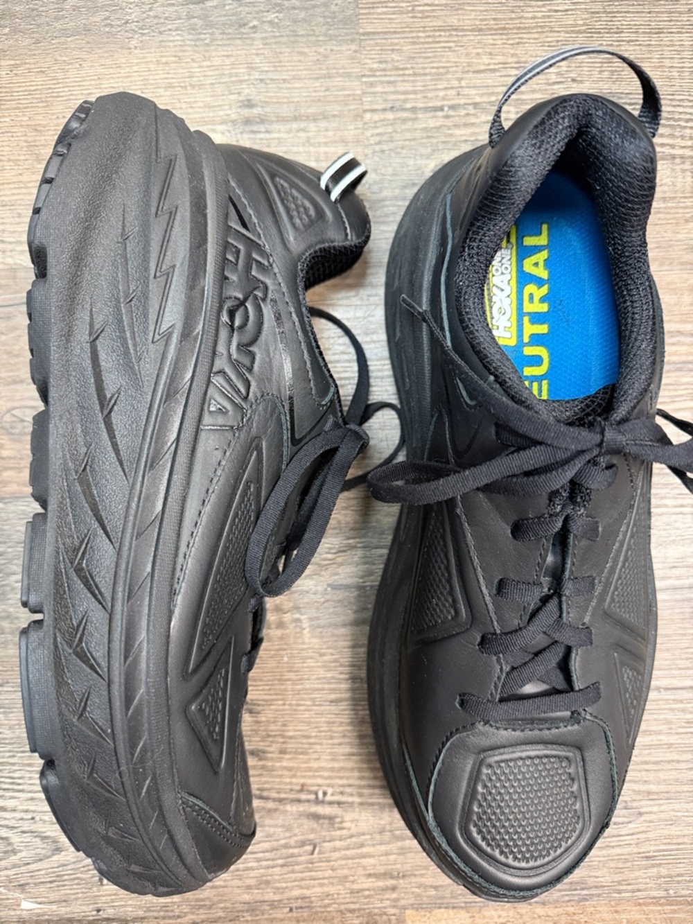 Hoka One One Bondi LTR Ortholite Neutral Black Leather Shoe Size 8.5